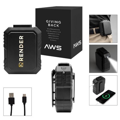 Aws Ul Listed 5,000 Mah Power Bank And Fan With Clip